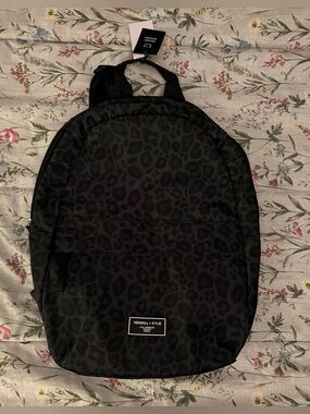Leopard Print Black and Charcoal Gray Backpack